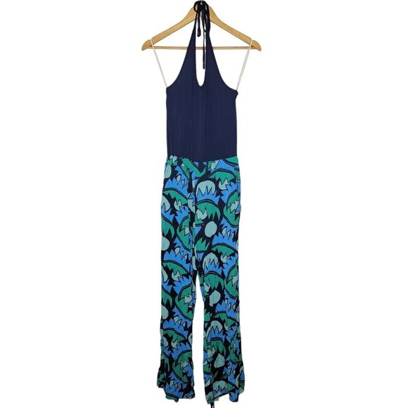 Aerie XS Navy Blue / Multicolored‎ Patterned Halter Neck Women's Jumpsuit - Picture 1 of 5